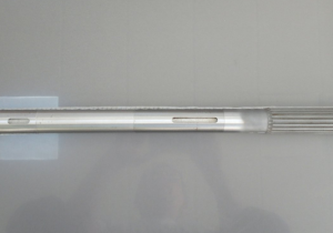 вал приводу Dominoni 12326 d35mm L616mm сквозний поперечний секції, на кінцях шлиці, під запобіжну муфту шпонка